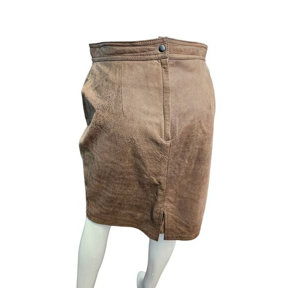 Vintage 90's Tarazzia International Leather Pencil Skirt Sz 14 - Picture 4 of 9